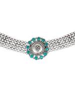 Green Oxidised Choker Necklace Set