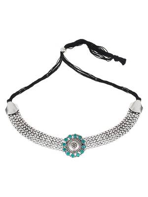 Green Oxidised Choker Necklace Set 2