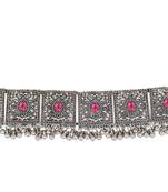 Pink Oxidised Choker Necklace Set