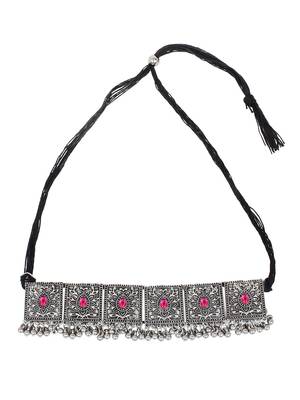 Pink Oxidised Choker Necklace Set 3