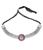 Pink Oxidised Choker Necklace Set