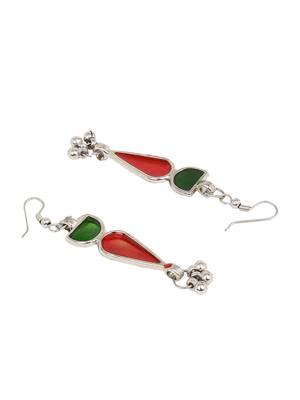 Green and Red Oxidised Meenakari Choker Necklace Set 5