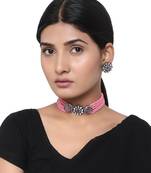 Pink Kundan Choker Necklace Set