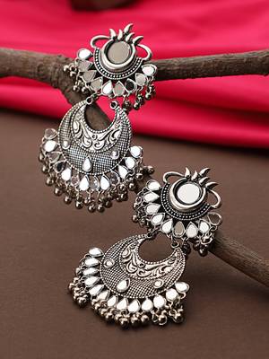 Oxidised Silver Mirror Stud Earrings 1