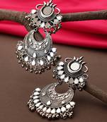 Oxidised Silver Mirror Stud Earrings