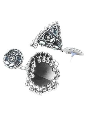 Black Oxidised Mirror Stud Earrings 2