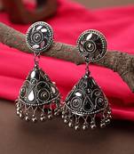 Black Oxidised Mirror Stud Earrings