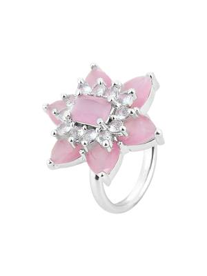 Pink and Silver American Diamond Ring 2