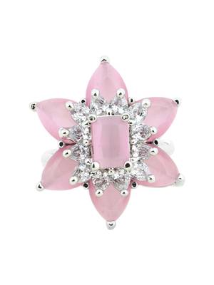Pink and Silver American Diamond Ring 3