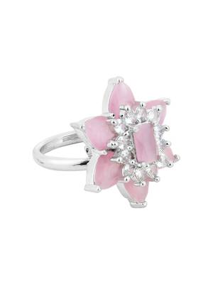 Pink and Silver American Diamond Ring 4