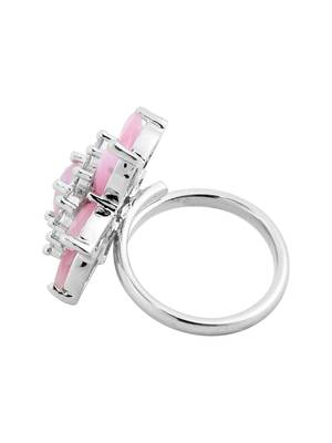 Pink and Silver American Diamond Ring 5