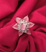 Pink and Silver American Diamond Ring