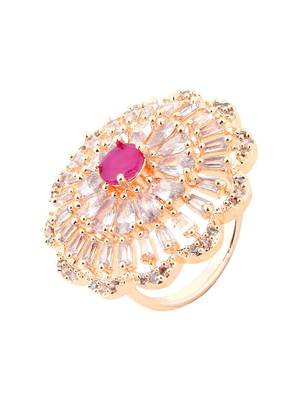 Pink Rose Gold American Diamond Ring 2