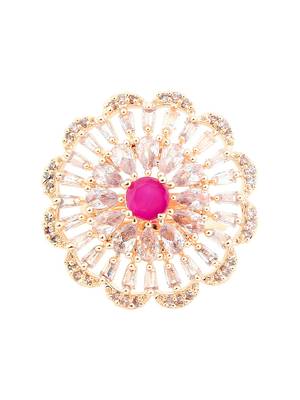 Pink Rose Gold American Diamond Ring 3