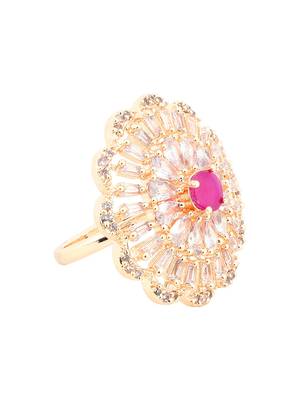 Pink Rose Gold American Diamond Ring 4