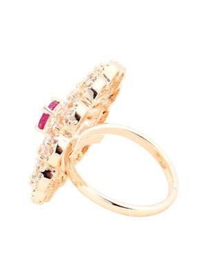 Pink Rose Gold American Diamond Ring 5