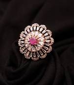 Pink Rose Gold American Diamond Ring