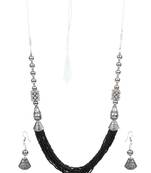Oxidised Silver Black Necklace Set