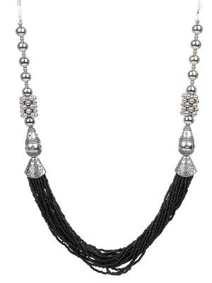 Oxidised Silver Black Necklace Set 2