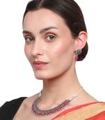 Oxidised Silver Red and Green Necklace Set