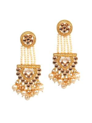 Gold Plated Brass Earrings with Designer Stones 3