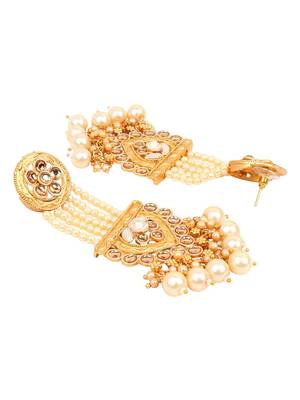 Gold Plated Brass Earrings with Designer Stones 4