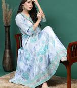Women blue color printed anarkali kurta