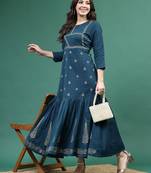 Women peach  color embroidery printed kurta