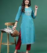Women multi color embroidery printed kurta