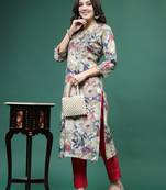 Women multi color embroidery printed kurta