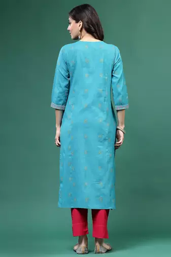 Women multi color embroidery printed kurta