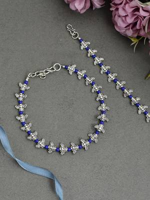 Silver plated honeybee anklets 1