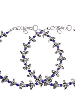 Silver plated honeybee anklets 3