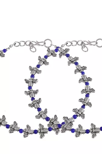 Silver plated honeybee anklets