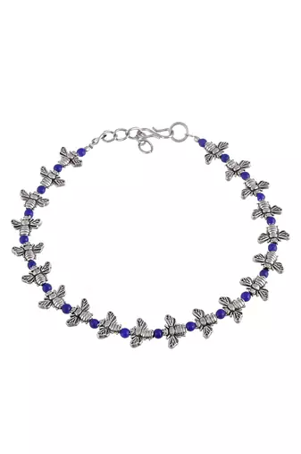 Silver plated honeybee anklets