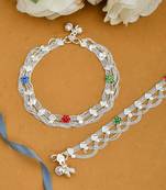 Ethnic traditional silver layered  heavy anklets indian payal bollywood collection for women