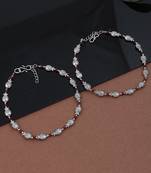 Indian ethnic payal  handmade red beaded silver  anklet for women