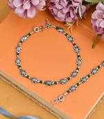 Green beads tortoise boho anklet for girls