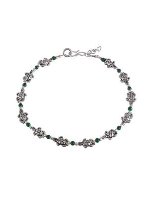 Green beads tortoise boho anklet for girls 4