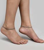 Silver plated ad stone studded handcrafted chain anklet  for women