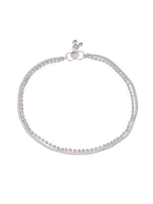 Silver plated ad stone studded handcrafted chain anklet  for women 3