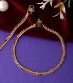 Gold plated multi stone studded chain ankle bracelet