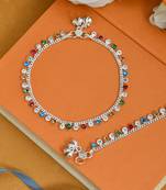 Ethnic multistone silver anklets ankle chain indian payal bollywood