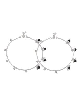 Silver-plated stone-studded with ghungroo charms anklets 3