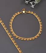 Gold plated enamel  mango design anklet for women