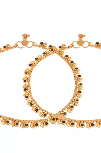 Gold plated enamel  mango design anklet for women