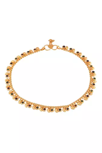 Gold plated enamel  mango design anklet for women