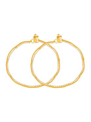 Gold plated white stone studded handcrafted chain anklet for women 3