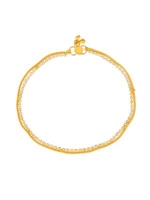 Gold plated white stone studded handcrafted chain anklet for women 4