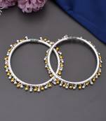 Silver and gold toned ghungroo kada anklet